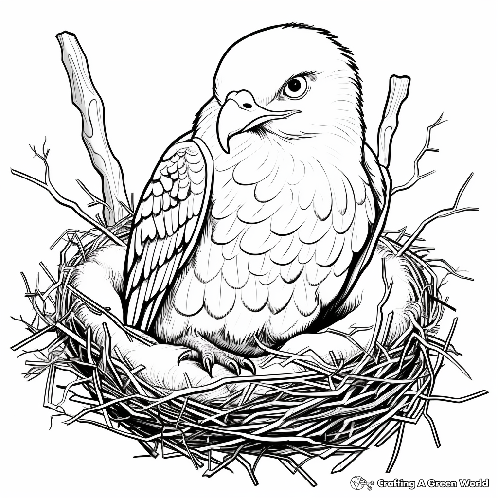 Bald Eagle Nest Coloring Sheet 2