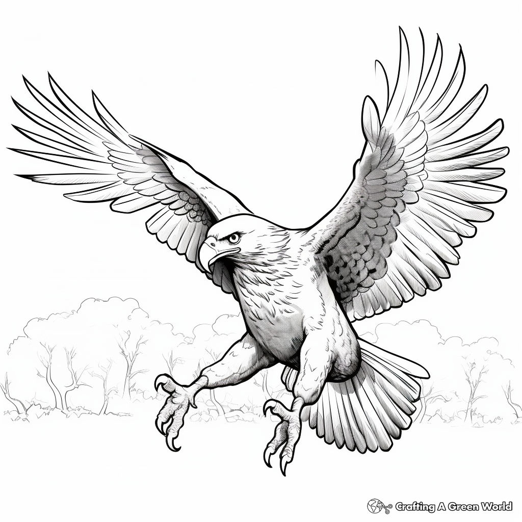 Bald Eagle with its Prey Coloring Page 4