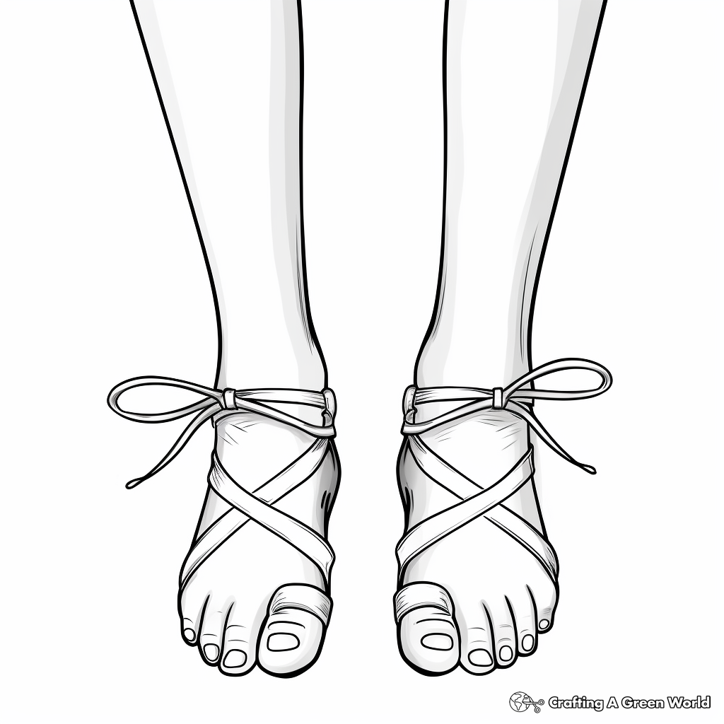 Ballet Pointe Shoes Toes Coloring Pages 1