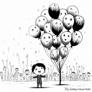 Balloons and Fireworks: New Year Celebration Coloring Pages 2