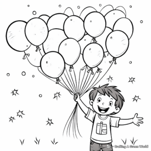 Balloons and Fireworks: New Year Celebration Coloring Pages 3