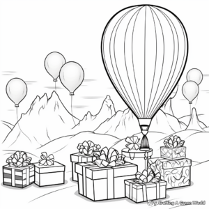 Balloons and Presents: Birthday-Scene Coloring Pages 1
