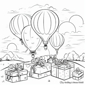 Balloons and Presents: Birthday-Scene Coloring Pages 4