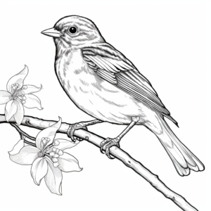 Baltimore Oriole and Orange Tree Coloring Page 4