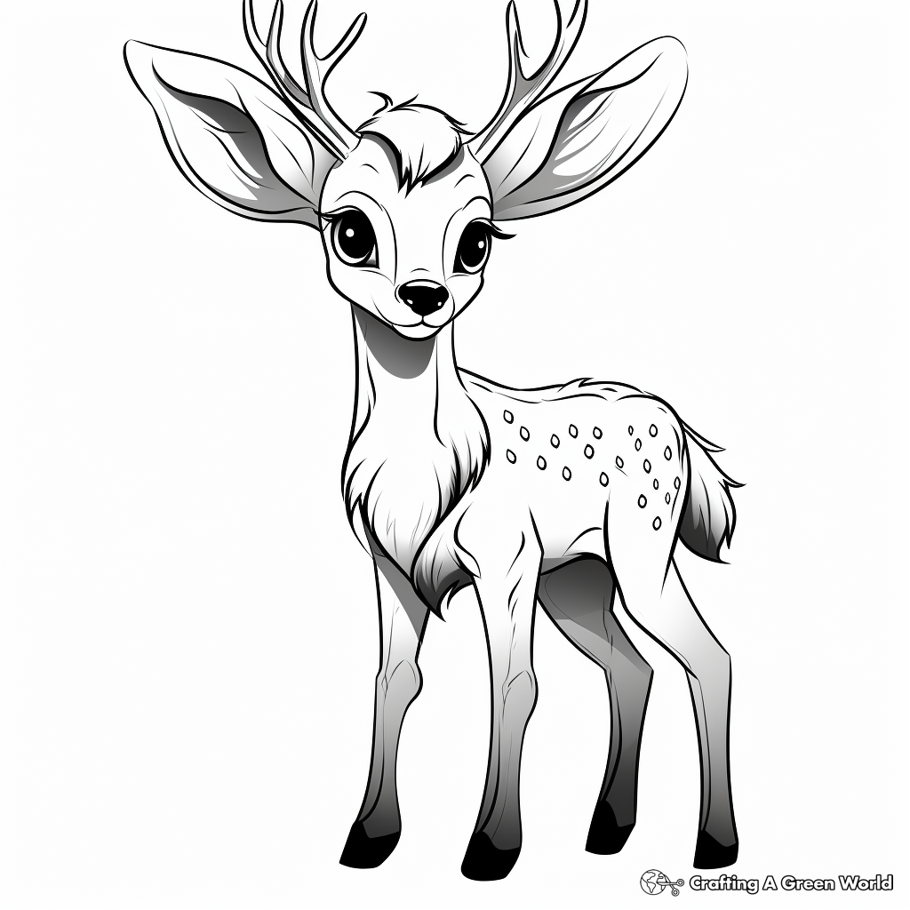 Bambi-Inspired Antler Coloring Pages for Children 4