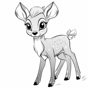 Bambi inspired Cartoon Fawn Coloring Pages 1