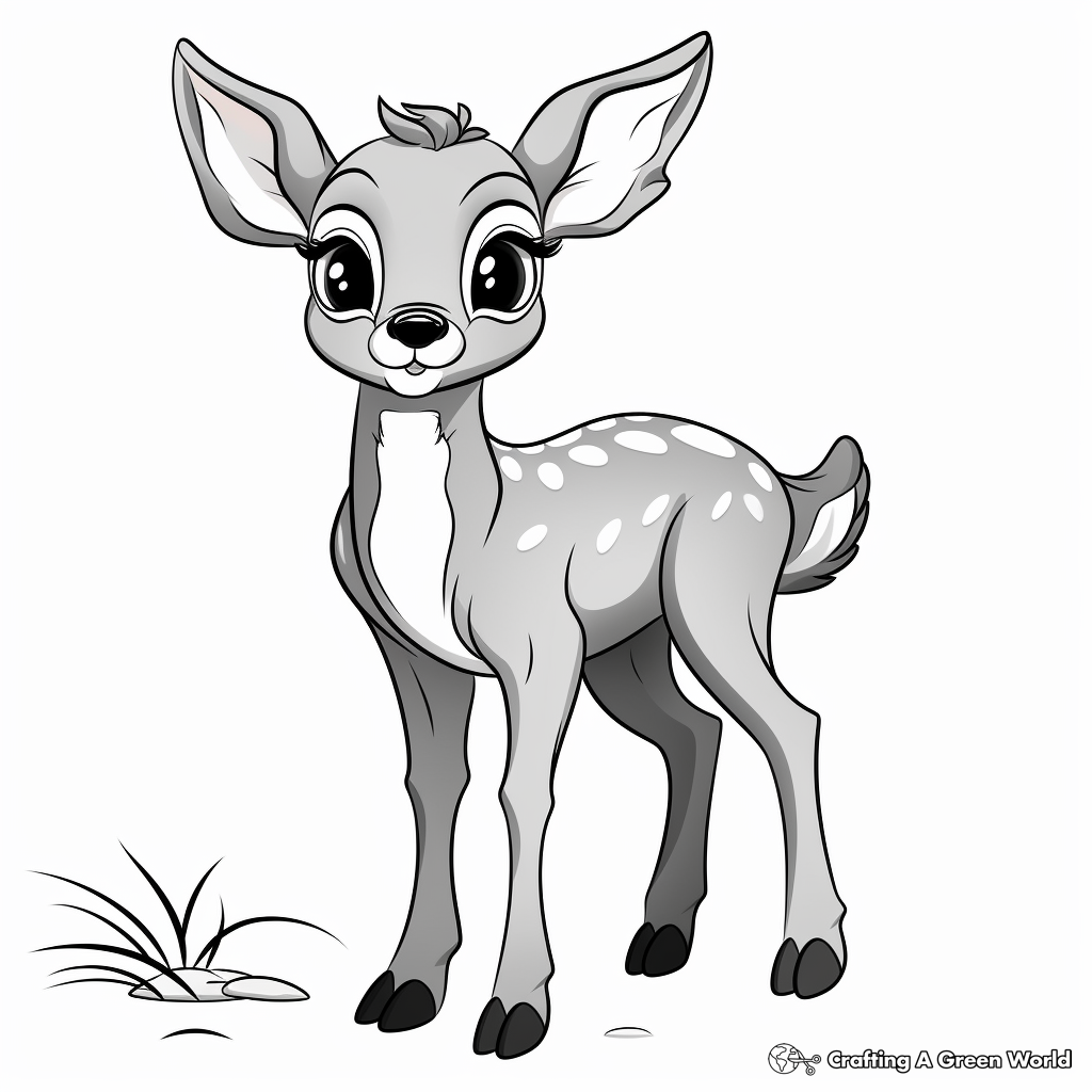 Bambi inspired Cartoon Fawn Coloring Pages 2