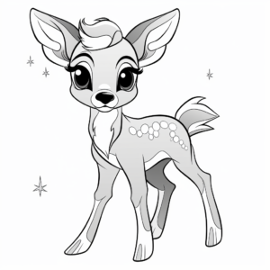 Bambi inspired Cartoon Fawn Coloring Pages 3