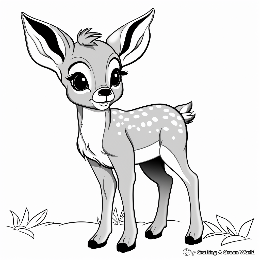Bambi inspired Cartoon Fawn Coloring Pages 4