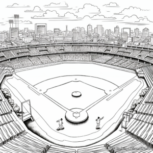 Baseball Game: Field Scene Coloring Pages 4