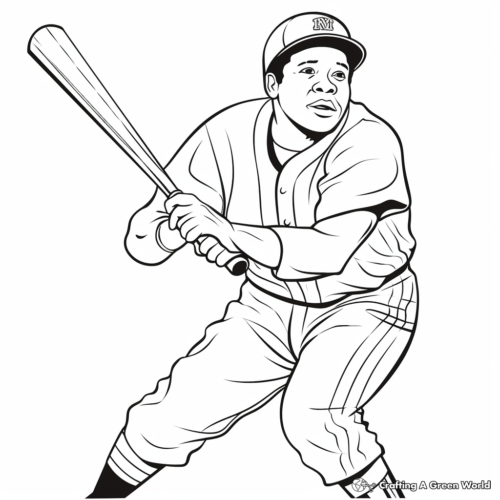 Baseball Legends Coloring Pages: Babe Ruth, Jackie Robinson 4