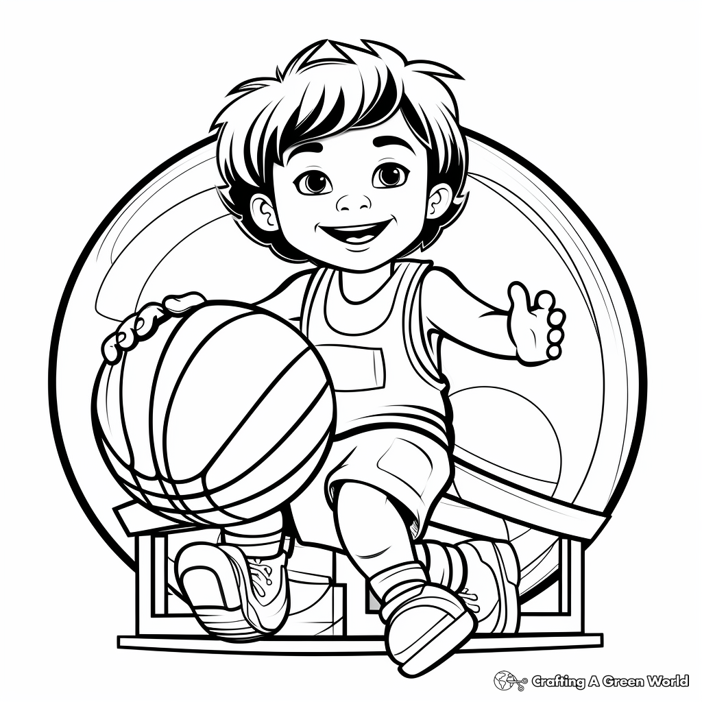 Basketball and Hoop Coloring Pages for Kids 1