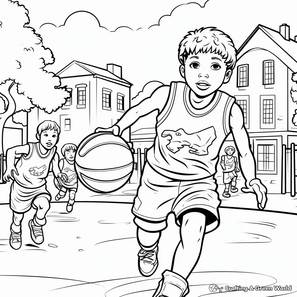 Basketball Game Moment Coloring Pages 2
