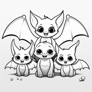 Bat Family Coloring Pages: Mama, Papa, and Baby Bats 4