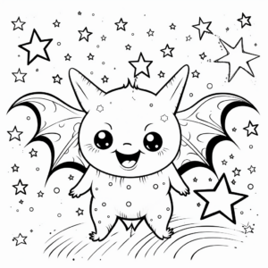 Bats and Starry Sky Coloring Pages 1