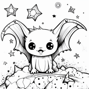 Bats and Starry Sky Coloring Pages 2