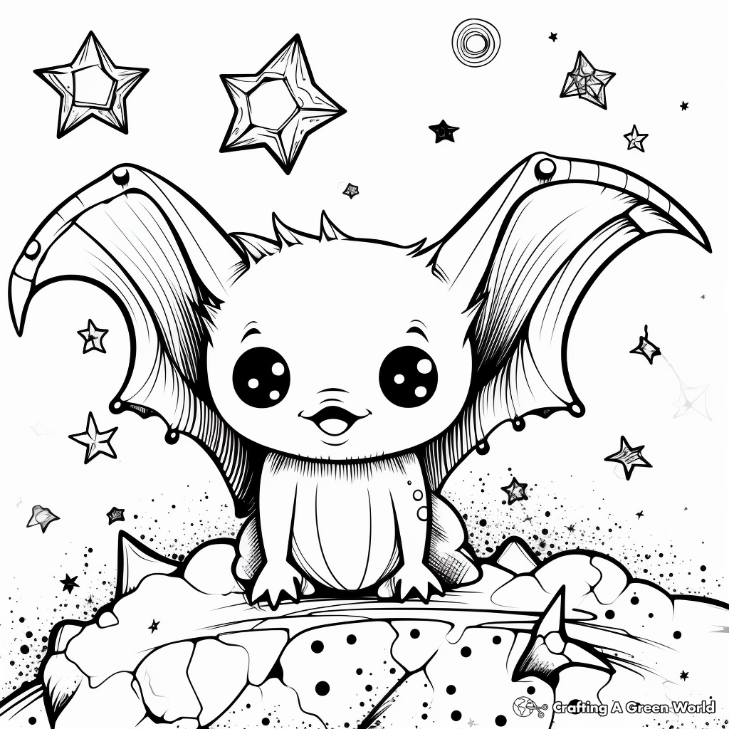 Bats and Starry Sky Coloring Pages 2