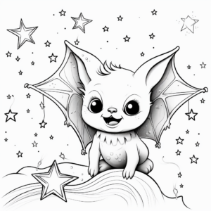Bats and Starry Sky Coloring Pages 3