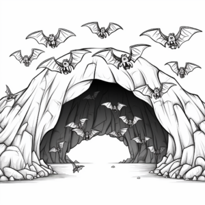 Bats in a Cave Coloring Page 1