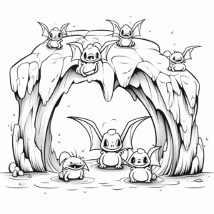 Bats in a Cave Coloring Page 3