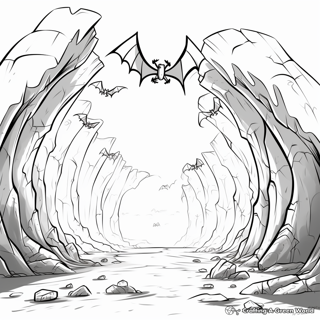 Bats in a Cave Coloring Page 4