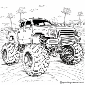 Beach Party Monster Truck Bash Coloring Sheets 2