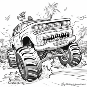 Beach Party Monster Truck Bash Coloring Sheets 3