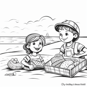 Beach Picnic Scene Coloring Pages 1