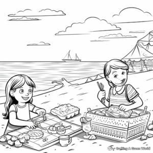 Beach Picnic Scene Coloring Pages 2