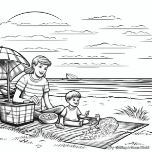 Beach Picnic Scene Coloring Pages 4