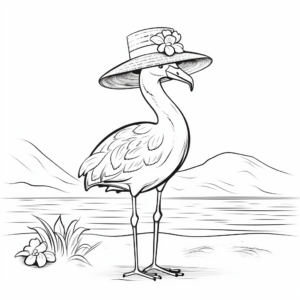 Beach-Themed Flamingo Coloring Pages 4