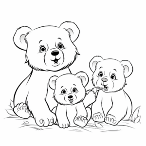 Bear Cubs Playing Together: Kids' Coloring Pages 4