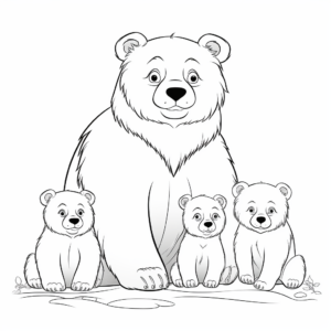Bear Family Coloring Pages: Mother and Cubs 1