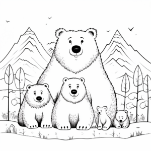 Bear Family Coloring Pages: Mother and Cubs 2
