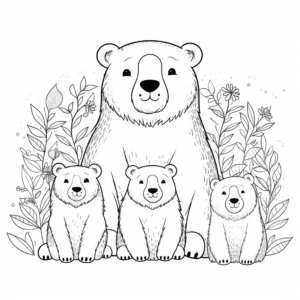 Bear Family Coloring Pages: Mother, Father, and Cubs 1