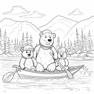 Bear Family Fishing Trip: Lake Scene Coloring Pages 2