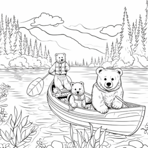 Bear Family Fishing Trip: Lake Scene Coloring Pages 4