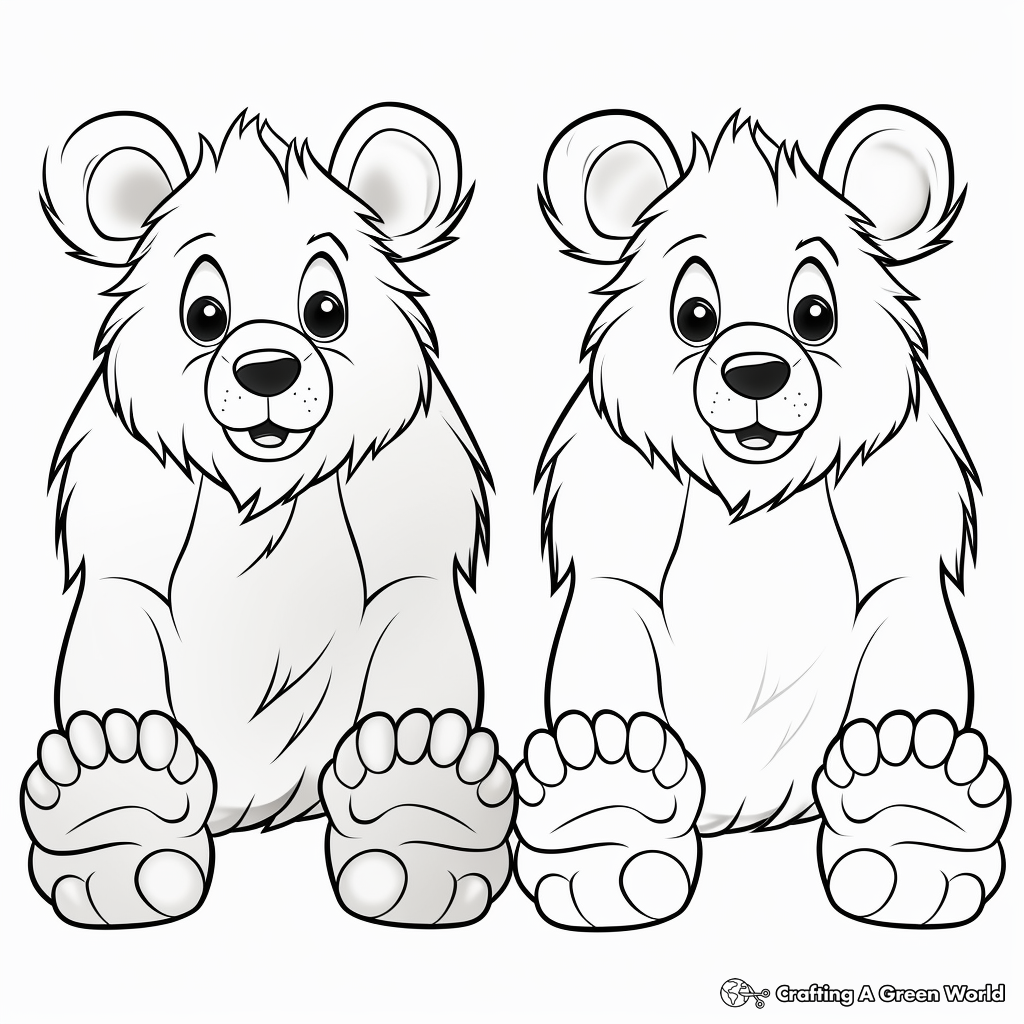 Bear Feet vs Paw Tracks: Compare and Color Pages 3