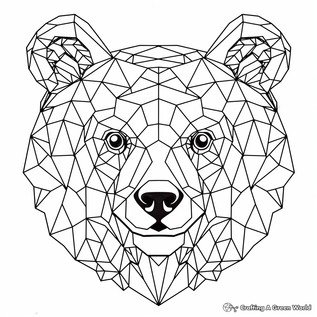 Bear Head Coloring Pages with Honeycomb Background 1
