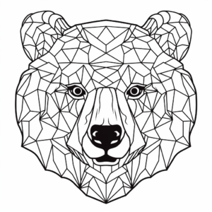 Bear Head Coloring Pages with Honeycomb Background 2