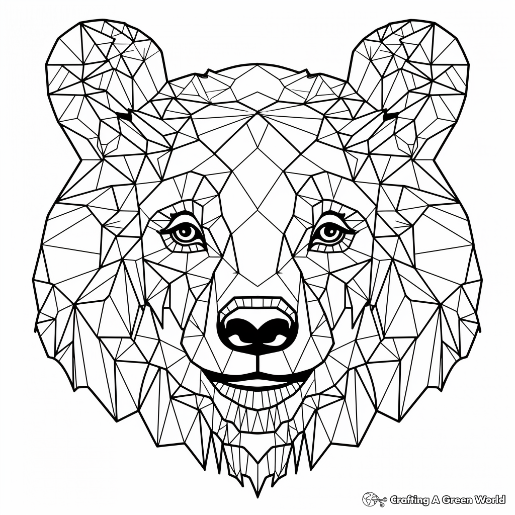 Bear Head Coloring Pages with Honeycomb Background 3