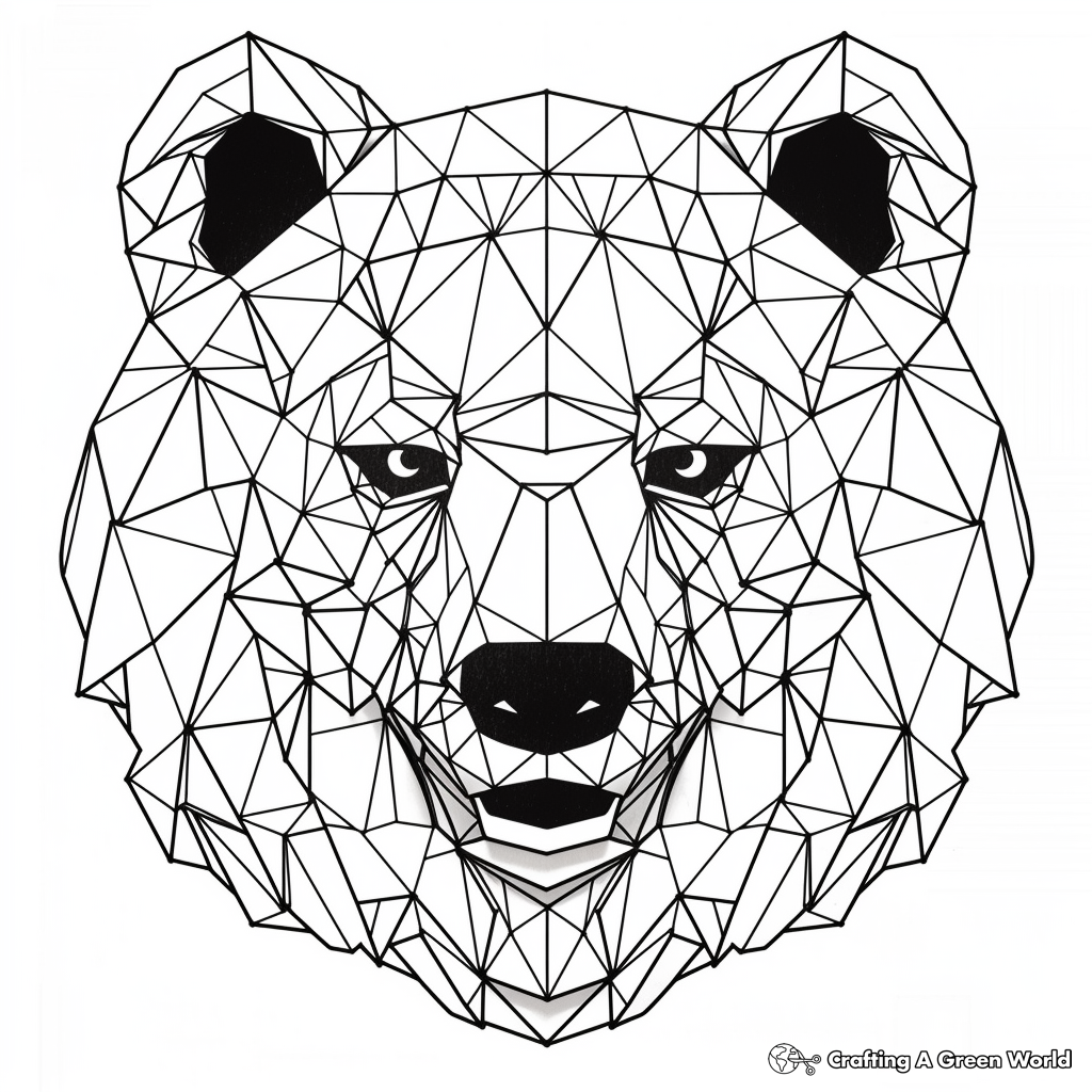 Bear Head Coloring Pages with Honeycomb Background 4