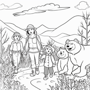 Bear Hunt With Family Coloring Pages 1