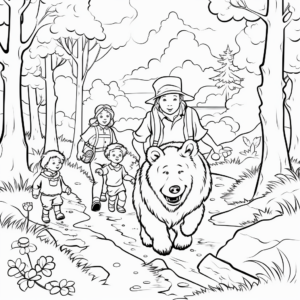 Bear Hunt With Family Coloring Pages 2