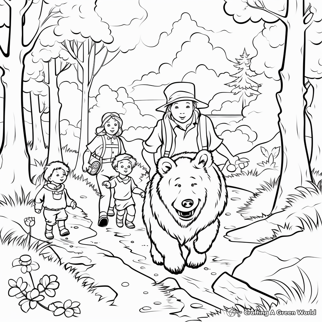 Bear Hunt With Family Coloring Pages 2