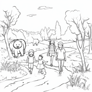 Bear Hunt With Family Coloring Pages 3