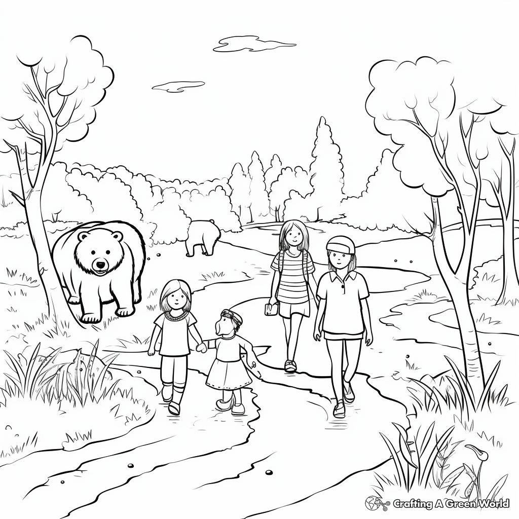Bear Hunt With Family Coloring Pages 3