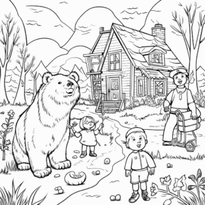 Bear Hunt With Family Coloring Pages 4