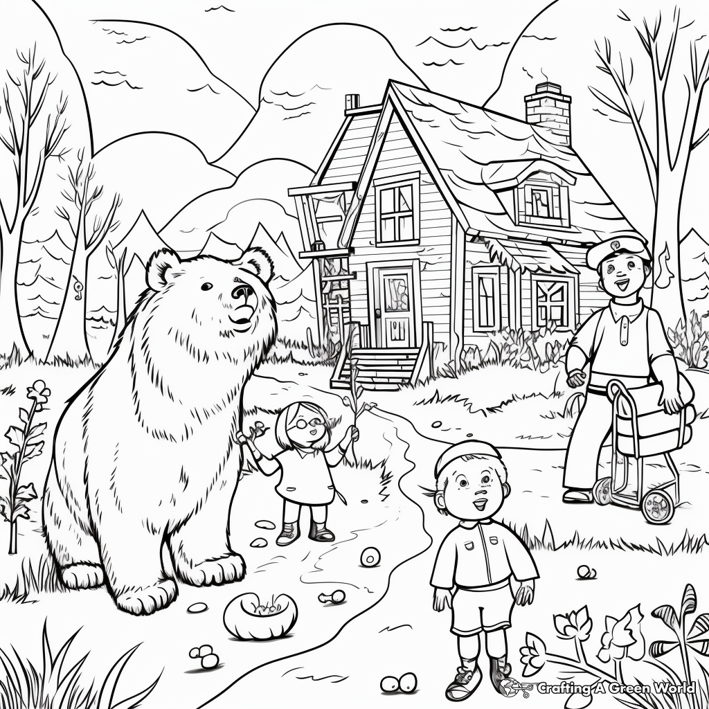 Bear Hunt With Family Coloring Pages 4