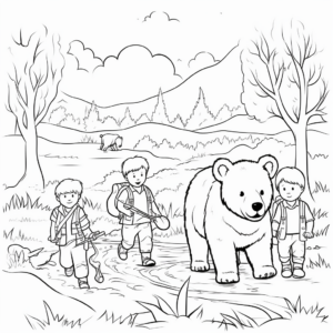 Bear Hunt with Friends Coloring Pages 1